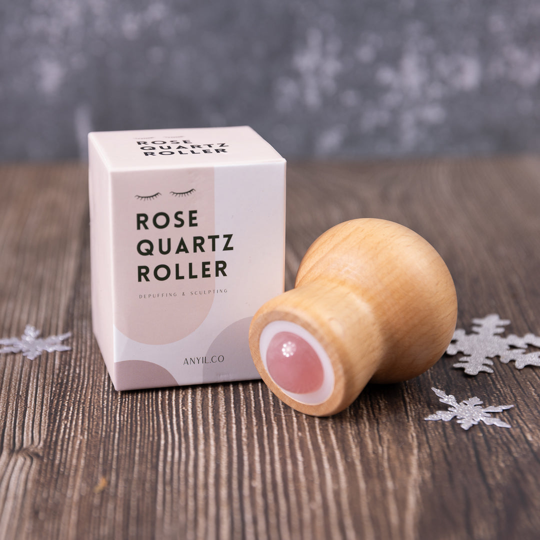 AYNIL | Rose Quartz Wooden Eye Roller