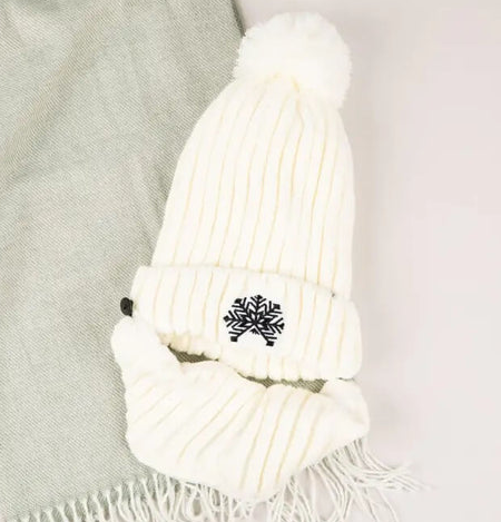 The Winter Brand - White Beanie + Face Mask Set