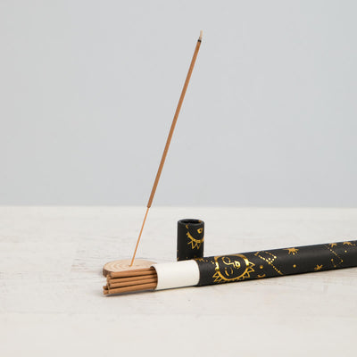 Incense + Wooden Pine Holder Set