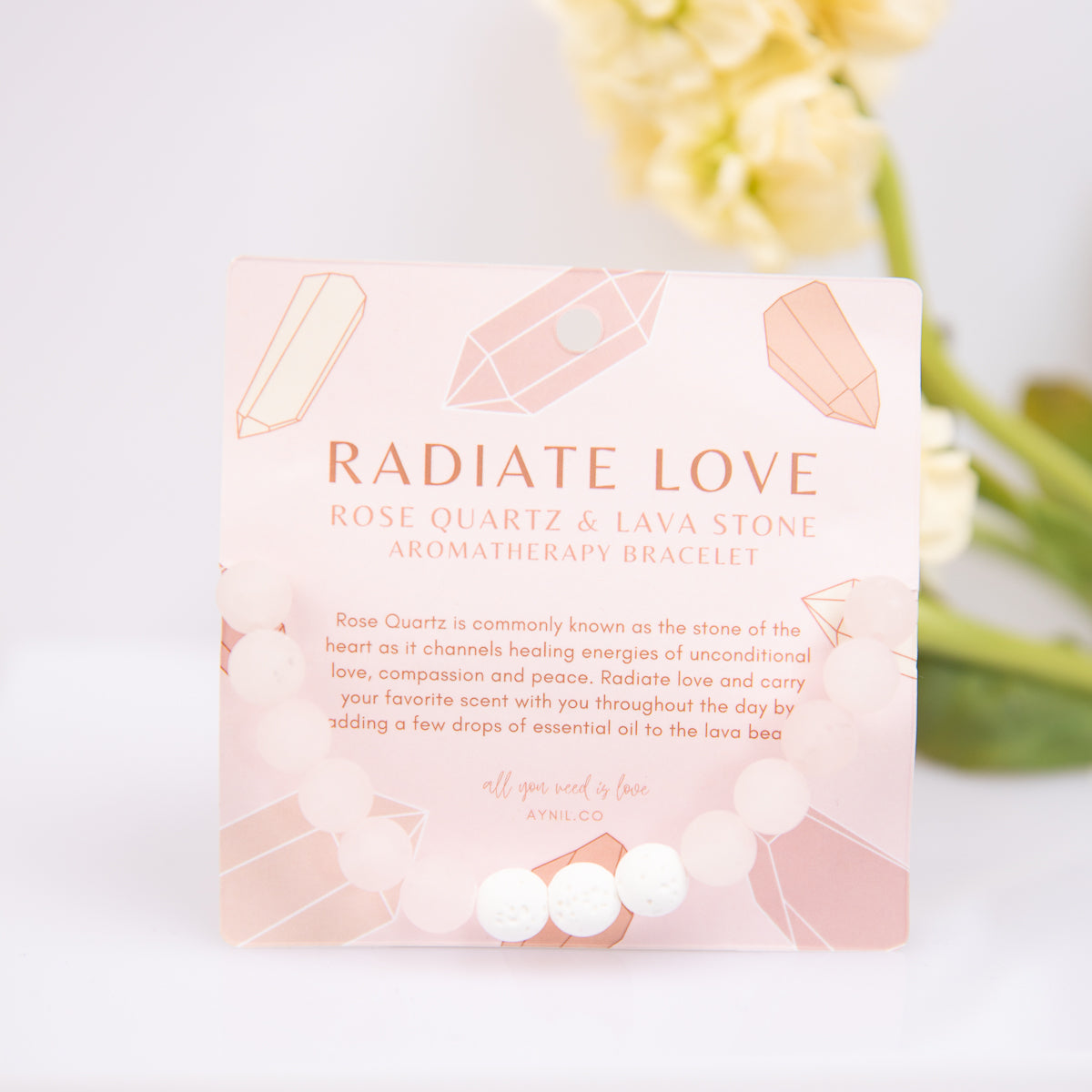 aynil radiate love rose quartz bracelet